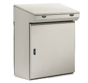 Control Desk SBA, 600Wx1000Hx400D, rear, front doors, upper panel, TS35, gas springs, mounting plate, adj. cable entry, doors w. ø3mm double bar closing system, CE/UL, IP55 IK10, NEMA12, grau