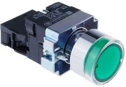 Pushbutton B2, LED ill. 24VAC/DC, 1NO 10A 250VAC, IP40, green