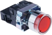 Pushbutton B2, LED ill. 240VAC, 1NC 10A 250VAC, IP40, red