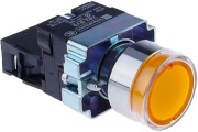 Pushbutton B2, LED ill. 240VAC, 1NO 10A 250VAC, IP40, yellow