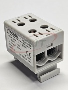 Universal Tapping Block Al/Cu TBA, 1P (4holes) 2.5-50mm² 290/320A 1000VAC/1500VDC, 35mm DIN-rail, Koral, grey