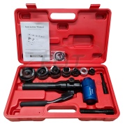 Handbetätigte Hydraulik-Stanzpumpe, 69kN, Zylinderhub 22mm, Rundlocher bis ø22.5..61.5mm| 3.5mm Stahl/ 1.5mm Edelstahl, Stanzformen 22.5, 28.3, 34.6, 43.2, 49.6, 61.5mm, Zugbolzen 7/16×¾-in., ¾×¾-in., Gegenbuchse