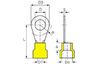 Ring Terminal w. Collar R 5.3 g, 4..6mm² M5, ø5.3 L25.5, -25..75°C, PVC, 100stk/pck, gelb