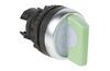 Selector Switch Osmoz, illuminated head, ø22.5mm, 0-1 0-45°, standard handle, IP66/69K IK05, white/green