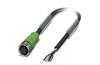 Sensor-/Aktor-Kabel SAC-4P-3.0-PUR/M12FS, M12 4polig Buchse », 4A 250VAC/DC, -25..90°C, L3m PUR-kabel, IP68, Phoenix, schwarz