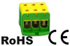 Anschlussklemmenblock Al/Cu UK150/3PE, 1P (3-fach) 35-150mm² 290/320A, Hex6 14Nm 25..50mm², 30Nm 70..150mm², 2stk/pck, TS35, Plattenmontage, MaxPRO, gelbgrün