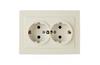 Socket Touran, comp.| 2x 2P+E Schuko, 16A 250VAC, flush mount, w. frame, beige