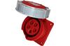 PM Industrial Flange Socket, 3P+N+E 16A 415VAC, straight, IP67, MaxPro, rot