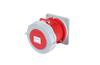 PM Industrial Flange Socket, 3P+N+E 63A 415VAC, straight, IP67, MaxPro, red