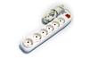 Multi-Outlet Extension Quattro, 6x 2P+E Schuko 3600W 16A 250VAC, switch, 3m cable 3x 1.5mm², weiß