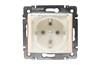 Socket Valena, mech.| 2P+E Schuko w. flap ^shutters, 16A 250VAC, 2.5mm² screw clamp, IP44, beige