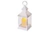Antique Lantern with LED Candle, Vintage Design and Flame Effect, Batteries 3x AAA (not included) warm white light colour, 6h/18h timer function, 10.5 x 24 cm, white, Emos
