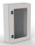 Mild Steel Enclosure E COR, 400Wx300Hx200D, transparent door, mounting plate, 1x gland plate 310x110, 1x lock w. ø3mm double bar key, C3M| epoxy resin layer, IP66 IK10, Nema4, grey