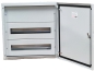 Aufputz-Verteiler JXJ, 2x 18TE, 80A 400VAC, 450x450x140mm, oben, unten Kabeleinführungsplatten, Stahlblech verzinkt, -5..40°C, 2x FL21, Jumax JXJ 36-18, IP44 IK10, MaxPro, kieselgrau