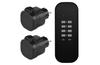 Remote controlled sockets (2pcs) 2P+E Schuko max 13A 3000W 230VAC, IP44, with remote controller 433.92MHz up to 30m, set 1x CR2032, black, Emos