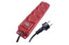 Multi-Outlet Extension, 4x 2P+E Schuko 3680W 16A 250VAC, switch, 5m cable H07RN-F 3G1.5 mm², IP44, black-red