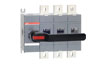 OT1000E03P| Switch-disconnector, 1000A 3x 415VAC, front operated, base mounted, black IP65 handle, shaft, terminal bolt kit included